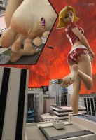 breasts giantess city mega blonde black_hair butt toes barefoot buildings helicopter multiple_sizes foot_crush mandy shorts fighting giantesses fist clover totally_spies top belt ripped_clothing looking_behind stuck_to_foot zipper looking_at_tiny digital_render bare_legs cutaway bare_midriff sinepto1