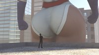 giantess city mega butt buildings gloves thighs costume belt leotard power_girl behind_view thick_thighs digital_render dc_comics bare_legs fists gtsartistry
