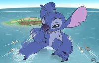drawing furry mega alien color giant male attack water island grin hawaii navy disney ships crater stitch antennae maxpany no_sell lilo_and_stitch