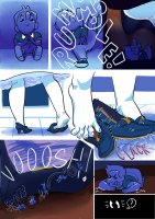 drawing micro comic monochrome toes skirt high_heels in_shoe dress foot_worship kitchen unaware shrunken_man molotav oven