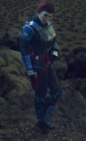 breasts giantess color butt armor gun gloves red_hair short_hair boots shrunken_men foot_crush star_wars shrunken_woman shrunken_person belt headband jet_pack helmet digital_render stormtroopers mandalorian bo_katan looking_at_tines allthesizepuns