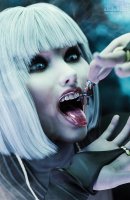 white_hair vore horns alien tongue butt blue_eyes gloves boots star_wars shrunken_woman open_mouth dangle rings imminent_vore pinched looking_at_tiny digital_render orange_skin togruta ahsoka_tano jedi shin_hati js3ds lekku