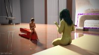 breasts nipples nude black_hair long_hair butt barefoot asian green_hair short_hair sitting table shrunken_woman stapler lamp lawyer green_skin digital_render she-hulk spider-man marvel_comics police_officer yuri_watanabe bare-faced-cheek
