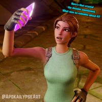 breasts comic large_breasts handheld brunette brown_eyes gloves ponytail crystal dialogue lara_croft temple digital_render clonecamando1471 failureatlife099 tomb_rider