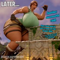 breasts growth giantess mega comic large_breasts handheld huge_breasts brunette gloves ponytail boots muscles shorts jungle closed_eyes belt dialogue lara_croft hands_on_hips leaning_on_building temple thick_thighs digital_render bare_legs butt_expansion clonecamando1471 breasts_expansion failureatlife099 tomb_rider