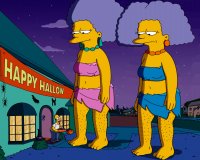 breasts drawing giantess mega color toes barefoot skirt buildings street bbw halloween simpsons cartoon giantesses night candy the_simpsons grey_hair necklace earrings top ripped_clothing homer_simpson looking_at_tiny bare_legs hairy_legs bare_midriff springfield patty_bouvier selma_bouvier