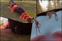 breasts giantess butt robot cleavage high_heels butt_crush green_eyes brown_eyes tree boots blue_skin star_wars shrunken_people forest pants body_exploration tentacles gullivera thighs robe top tied_down on_stomach lightsaber on_body digital_render robes bare_midriff aayla_secura jedi mkrinky fallout_paladin twilek lekku battle_droid