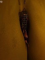 breasts giantess large_breasts cleavage cage entrapment shrunken_person hanging_on digital_render human_jewelry between_breasts