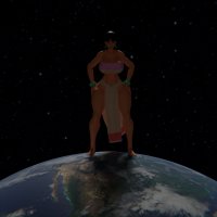breasts giantess earth giga space black_hair large_breasts long_hair destruction barefoot cleavage ocean brown_eyes dark_skin earrings native top bracelet stars hands_on_hips chel thick_thighs digital_render cosmic_giantess loincloth bare_legs dreamworks the_road_to_el_dorado bare_midriff ilikebigmikus