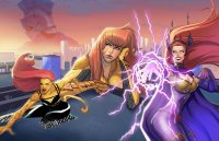 drawing giantess tail city mega color large_breasts long_hair butt armor cleavage bra water buildings green_eyes red_eyes brown_eyes smiling cheetah giganta gloves red_hair crown skyscraper cat_girl magic costume sunset catsuit cape jumpsuit tiara orange_hair rooftop leaning_on_building helmet leopard_skin zipper pointed_ears dc_comics sorceress ares circe redrollerball
