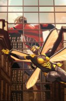 breasts drawing wings city mega comic color giant buildings mask avengers reflection costume helmet janet_van_dyne marvel_comics the_wasp giant-man hank_pym marcusdauntless ultimates