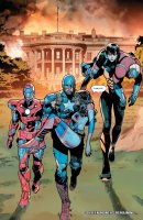 breasts drawing giantess comic black_hair color long_hair armor brunette short_hair mini_giantess boots fire mask avengers dark_skin smoke costume belt dialogue washington_dc helmet iron_man captain_america white_house janet_van_dyne marvel_comics the_wasp carried giant-man hank_pym iron_lad america_chavez ultimates
