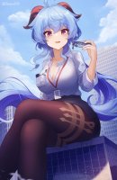 breasts drawing giantess city mega color large_breasts long_hair destruction handheld cleavage skirt buildings blue_hair stockings purple_eyes unknown_artist sitting bus short vehicles hair_bow hanging_on source_needed legs_crossed sitting_on_building office_lady looking_at_tiny on_breasts nametag