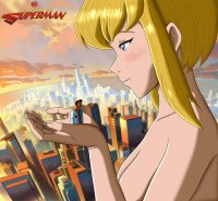 breasts drawing giantess nude city mega blonde color handheld cleavage water buildings short_hair supergirl dark_skin metropolis looking_at_tiny dc_comics convenient_censorship jimmy_olsen bigchipher66 my_adventures_with_superman