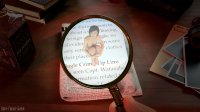 breasts nude black_hair barefoot angry asian short_hair sitting bottle shrunken_woman books desk magnifying_glass looking_at_viewer newspaper digital_render spider-man marvel_comics police_officer yuri_watanabe bare-faced-cheek photos
