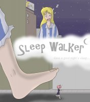 drawing giantess city mega blonde color long_hair barefoot skirt buildings pink_hair sailor_moon gloves unknown_artist night closed_eyes hair_bow stars source_needed sign imminent_crush usagi_tsukino sleep_walking