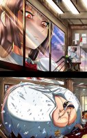 breasts drawing giantess panties manga mega blonde black_hair color destruction cleavage skirt anime huge_breasts brunette short_hair school uniform shirt classroom orange_hair bryan_lobdell looking_at_tiny between_breasts nagatoro