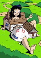 drawing growth giantess nude manga mega black_hair color destruction toes barefoot buildings anime outgrowing_building lying_down dragon_ball chi_chi drsgrowth