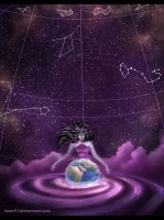 breasts drawing giantess earth giga space black_hair color long_hair planet goddess dress clouds stars purple_skin eris cosmic_giantess dreamworks sinbad vikki93