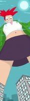 breasts drawing giantess giga city mega color skirt buildings red_hair ponytail sun frankie_foster looking_down clouds jacket point_of_view earrings top bare_legs fosters_home_for_imaginary_friends bare_midriff iceoff2 cartoon_network hair_pin
