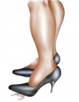 drawing giantess color high_heels shoes unknown_artist foot_crush shrunken_man source_needed no_background bare_legs