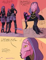 breasts drawing growth giantess giga alien comic color armor toes military invasion yellow_eyes boots foot_crush tali giantesses mask tattoo belt dialogue hands_on_hips hood mass_effect talizorah pink_skin quarian caiman2 conquering picjusbro