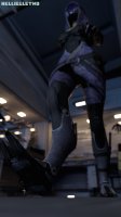 breasts alien armor toes office tali unaware shrunken_man mask indoors belt hood imminent_crush digital_render mass_effect talizorah quarian nellielle2