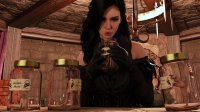 breasts nude blonde black_hair butt handheld barefoot saliva gloves red_hair dress shrunken_woman cruel trapped thighs indoors jars digital_render the_witcher looking_at_tinies triss_merigold yennefer keira_metz celton philippa_eilhart