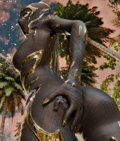 breasts butt armor claws shrunken_man mask thighs palm_trees costume point_of_view looking_behind digital_render marvel_comics clothing_entrapment black_panther hand_on_butt psyshack3d shuri