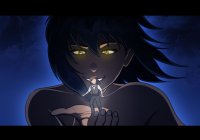 drawing giantess nude mega black_hair color brunette yellow_eyes smiling shrunken_man pants clouds vanheist looking_at_tiny on_palm vest