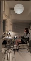 breasts collage black_hair long_hair skirt shoes pet socks asian unknown_artist sitting crawling shrunken_man chair indoors laptop lamp source_needed stool bare_legs