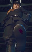 blonde blood gloves gore boots foot_crush uniform star_wars indoors hat point_of_view braid looking_at_viewer belt hands_on_hips officer digital_render empire allthesizepuns imperial_officer