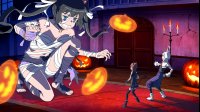 breasts drawing giantess white_hair tail black_hair color blue_eyes toes cleavage anime demon angry brunette gloves boots kneeling halloween indoors candles bracelet mummy bare_legs hestia is_it_wrong_to_try_to_pick_up_girls_in_a_dungeon jack_o_lanterns wraps