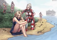 breasts drawing giantess white_hair panties mega blonde black_hair color large_breasts armor blue_eyes beach barefoot gun water ocean green_eyes brunette island gloves asian ponytail dress short_hair sitting kneeling shorts jungle cruise_ship mountains giantesses boats thighs ships belt giantessfan crowds looking_at_tiny on_knee holster marvel_comics foot_prints giant_woman_squad