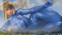 breasts giantess giga city mega blonde long_hair destruction buildings helicopter samus_aran huge_breasts military ponytail lying_down zero_suit nintendo jets skyscraper mountains forest finger_crush metroid thighs trees dust thick_thighs zero_suit_samus pinched digital_render env_light