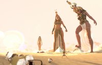 breasts giantess panties giga black_hair long_hair destruction sword toes barefoot rampage cleavage bra skirt desert pyramid goddess egyptian egypt horse worship crown looking_down giantesses dark_skin thighs jewelry belt bracelet egyptian_goddess digital_render chariot loincloth heavy_eyeshadow gtssrg