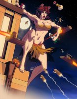 breasts drawing giantess mega color large_breasts long_hair toes barefoot cleavage skirt climbing brunette moon dress parody luigi super_mario night thighs hat king_kong ripped_clothing stars princess_daisy spikes roar bare_legs shy_guy bare_midriff meteor exmile bullet_bills