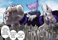 breasts drawing giantess giga city color destruction toes barefoot buildings pink_hair teen_titans sitting pink_eyes cruel thighs dirty_soles dialogue purple_nails dc_comics grey_skin stripped_stockings jinx rebelminder