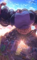 breasts drawing giantess giga city mega black_hair color bridge water buildings huge_breasts gloves asian street short_hair muscles shadow abs waves pants vehicles thighs towering fist truck jacket flexing disney closed_eyes top hands_on_hips muscle_growth bubblegum gogo_tomago big_hero_6 bare_midriff clonecamando1471 bulushon