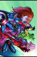 breasts drawing giantess white_hair mega color long_hair armor blue_eyes claws brunette gloves green_hair boots muscles shrunken_man comic_cover avengers dark_skin thighs fist costume ant-man cape giant_girl tiara x-men shield wolverine iron_man hulk captain_america on_shoulder no_background green_skin janet_van_dyne spider-man marvel_comics peter_parker storm_(x-men)