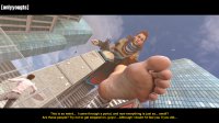 breasts giantess city mega long_hair toes barefoot buildings green_eyes red_hair airplane tribal pants horizon towering point_of_view braid necklace belt dialogue arrows imminent_crush looking_at_tiny digital_render quiver aloy oyg-3d