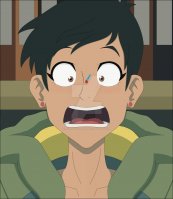 drawing blushing black_hair color brown_eyes asian short_hair surprised shrunken_man jacket superman lois_lane cape earrings reporter looking_at_tiny dc_comics nightcore100 my_adventures_with_superman