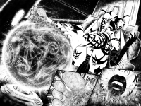 twilek Destruction lekku breasts drawing giantess monochrome destruction planet barefoot foot_crush star_wars tattoo sith darth_talon vore city toes buildings gloves sitting coruscant open_mouth tentacles thighs throne shrunken_planet loincloth alien