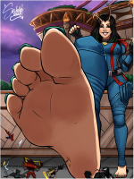 antennae marvel_rivals giantess breasts drawing mega alien blonde color large_breasts long_hair armor robot sword toes barefoot smiling gloves asian green_hair venom fighting night thighs costume belt jumpsuit x-men imminent_crush green_nails cloak symbiote spider-man mantis marvel_comics guardians_of_the_galaxy looking_at_tinies peni_parker luna_snow magik mech Mega