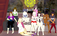 giantess sofa video_games cuddling oc koikatsu giant_femboy breasts blonde handheld barefoot cleavage glasses brunette sitting shorts shrunken_woman shrunken_man dark_skin grey_hair digital_render bare_midriff
