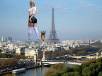 giantess crush city paris france neringa kriziute breasts collage mega butt destruction skirt buildings socks river boats smoke top eiffel_tower bare_legs bare_midriff
