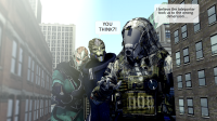 giantess city alien handheld looking_at_tiny mass_effect quarian turian gmodmacro breasts armor buildings tattoo dialogue helmet