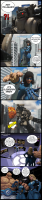 giantess city mega robot fighting thing dark_skin fantastic_four ms_marvel invisible_woman marvel_comics kamala_khan susan_storm anttiergod breasts blonde comic black_hair butt shorts mask dangle thighs belt dialogue hands_on_hips digital_render throw mr_fantastic