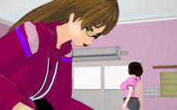 giantess manga anime pose mini_giantess animation japanese artwork room artistic bedroom cozy vibrant imagination koikatsu illustration fiction scene characters indoor storytelling