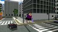 giantess city glasses mini_giantess vehicles crouching crosswalk waiting original_character koikatsu